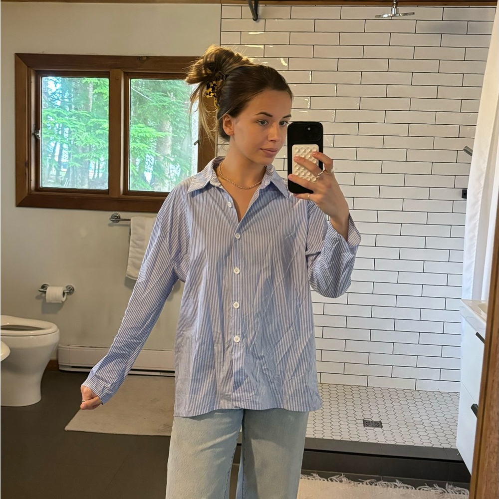 Blue Striped Button-Up Shirt - Picture 1 of 4